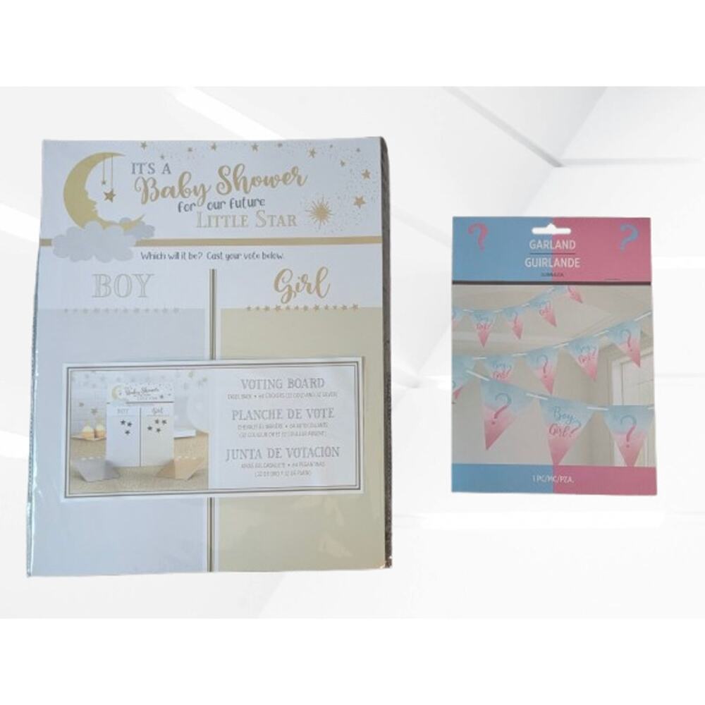 Baby Shower | Gender Reveal | Party Bundle Kit | Voting Board | Garland | Banner
